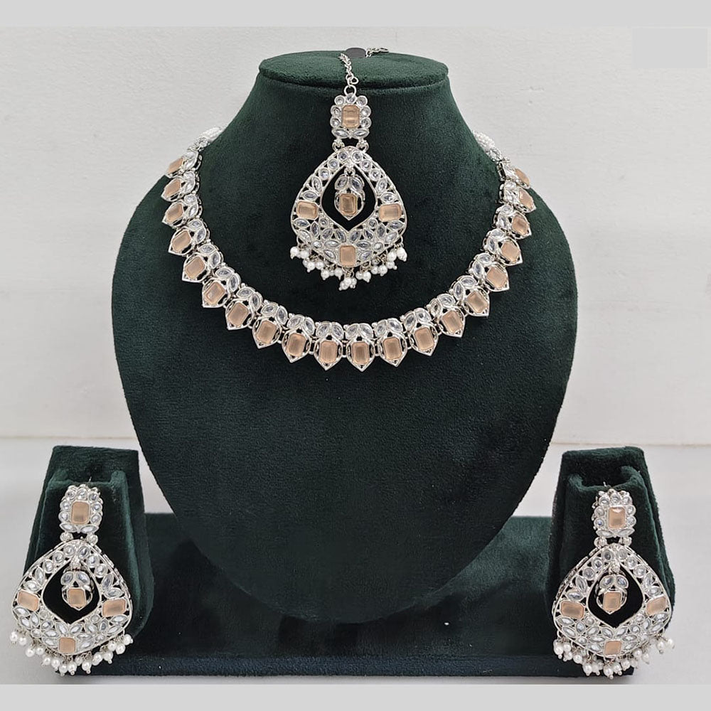 Rajwadi Collection Glamorous Crystal And Beads Necklace Set