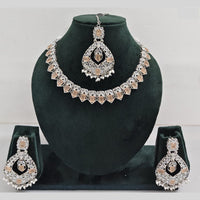 Rajwadi Collection Glamorous Crystal And Beads Necklace Set
