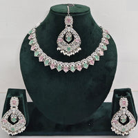 Rajwadi Collection Glamorous Crystal And Beads Necklace Set