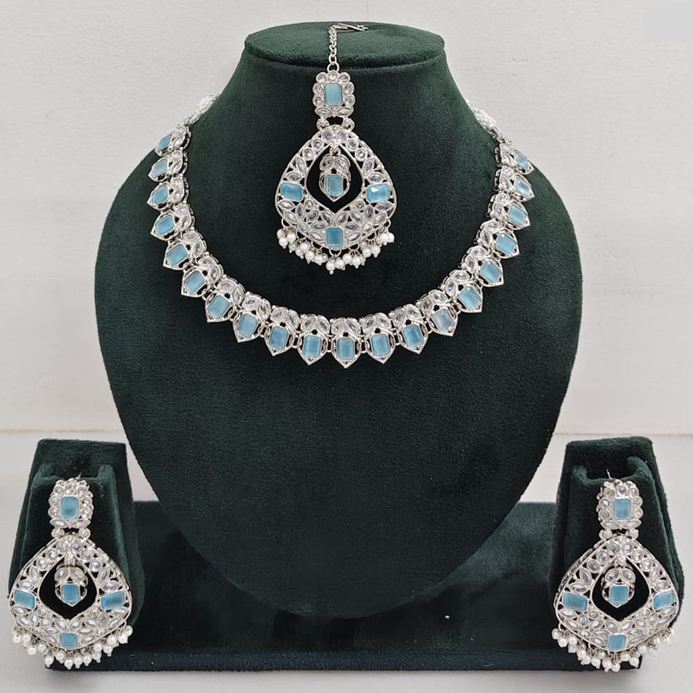 Rajwadi Collection Glamorous Crystal And Beads Necklace Set