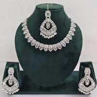 Rajwadi Collection Glamorous Crystal And Beads Necklace Set