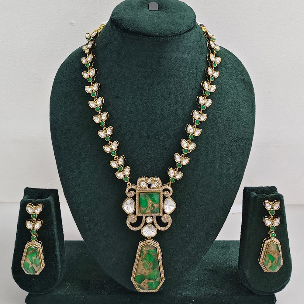 Rajwadi Collection Regal Polki Kundan Adorned With Druzy Crystal Stone Necklace Set