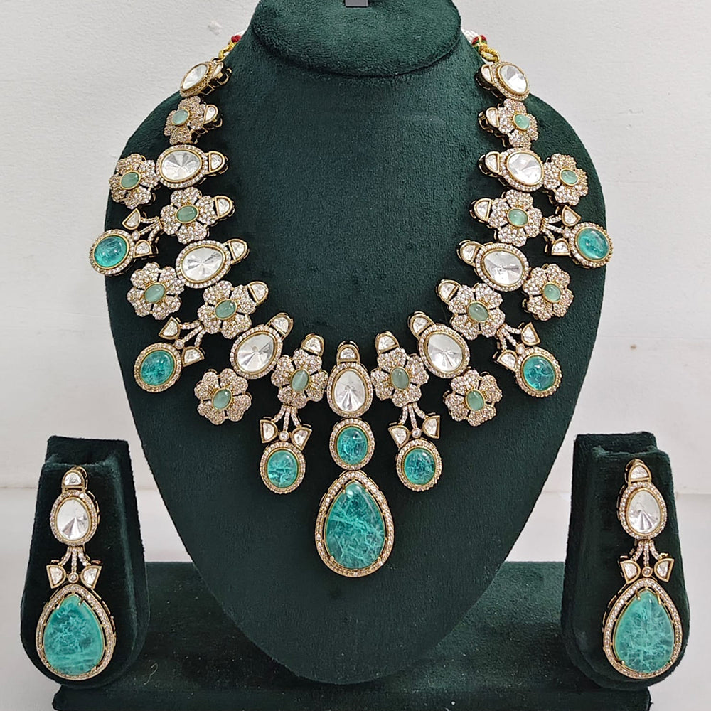 Rajwadi Collection Regal Polki Kundan Stone Necklace Set
