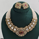Rajwadi Collection Regal Polki Kundan Adorned With Druzy Crystal Stone Necklace Set