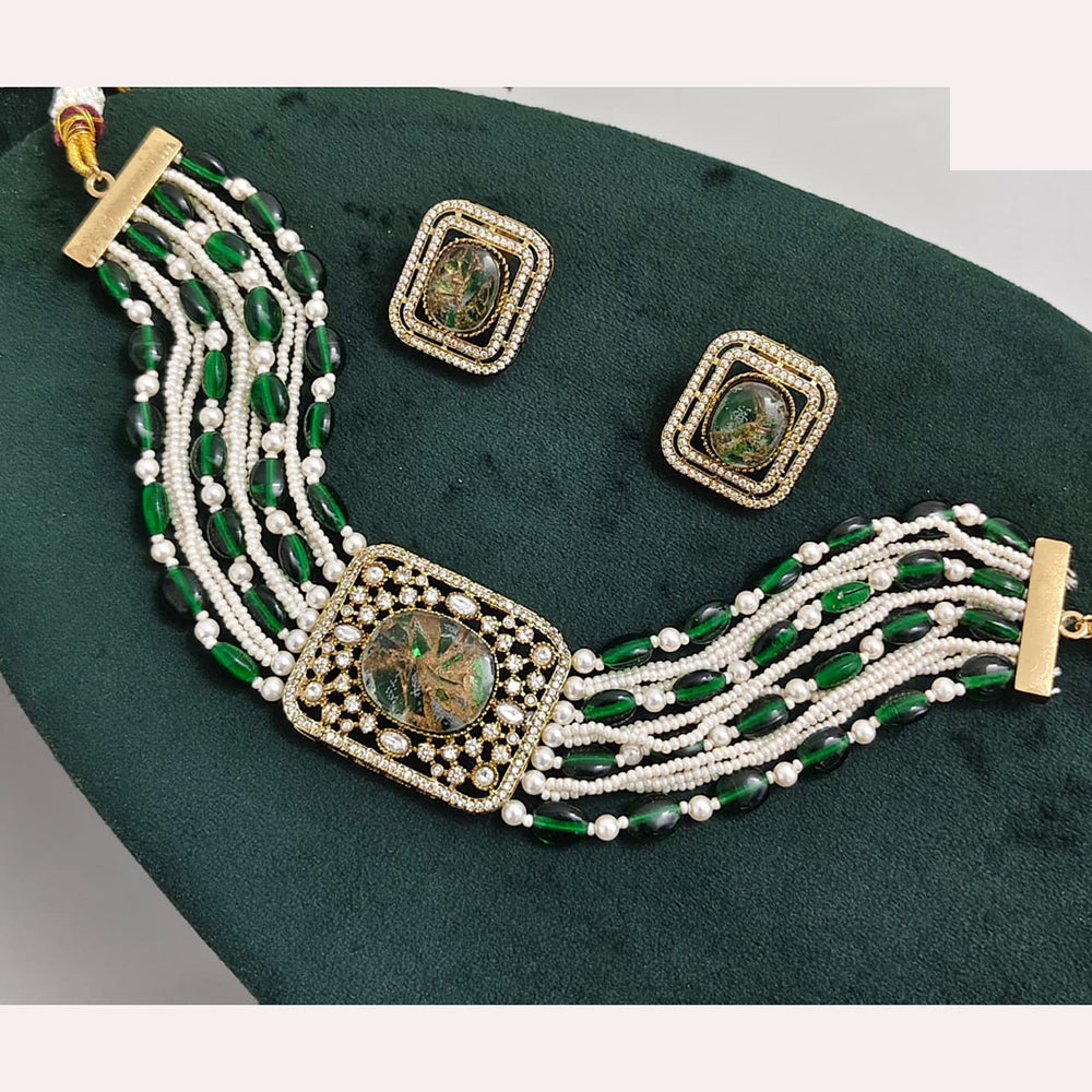 Rajwadi Collection Regal Druzy Crystal Stone Choker Necklace Set