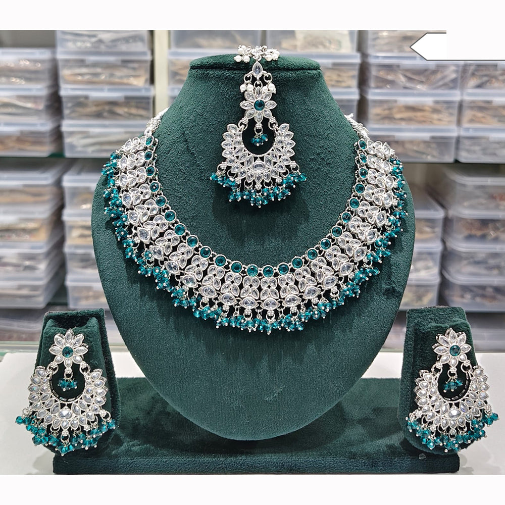 Rajwadi Collection Spark Elegance Crystal Stone And Pearl Necklace Set