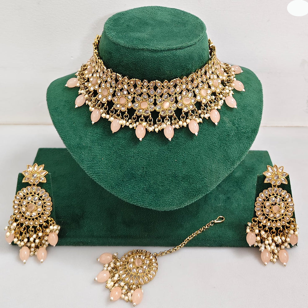 Rajwadi Collection Royal Heritage Crystal Stone And Pearl Necklace Set