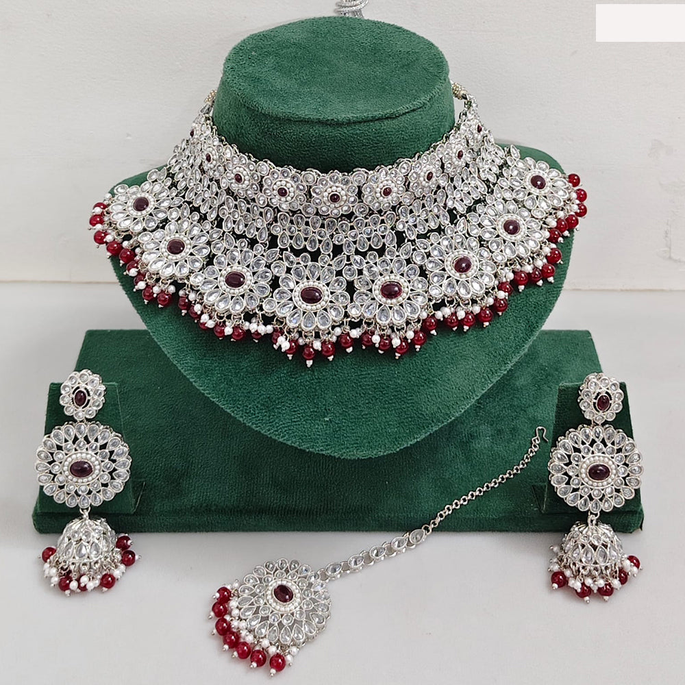 Rajwadi Collection Royal Heritage Crystal Stone And Pearl Necklace Set