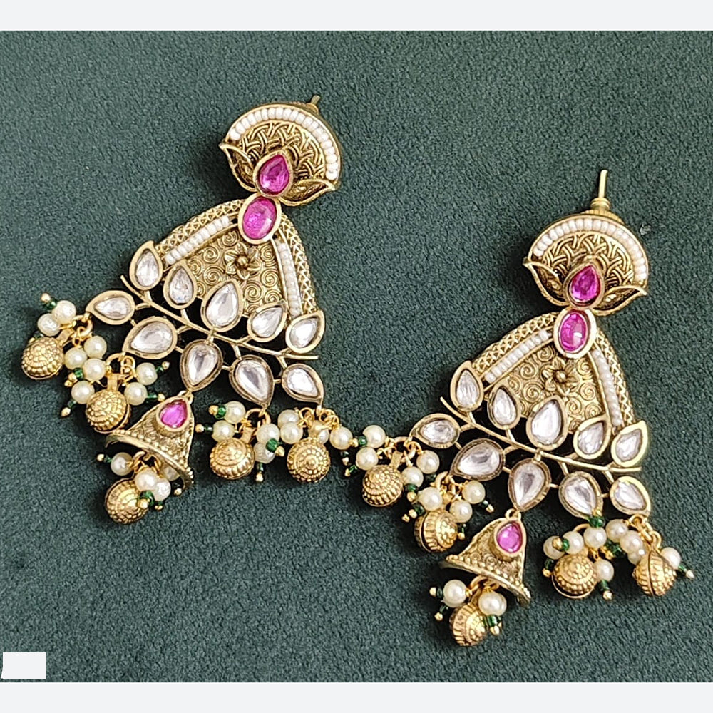 Rajwadi Collection Elegant Pota And Pearl Designer Dangler Earrings