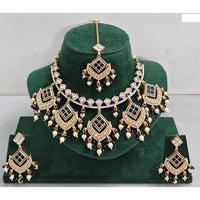 Rajwadi Collection Elegant Kundan Stone with Pearl Meenakari Necklace Set 