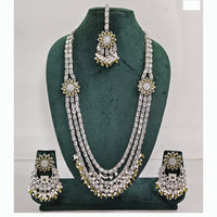 Rajwadi Collection Premium Crystal Stone And Pearl Long Necklace Set