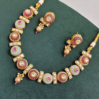 Rajwadi Collection Luxury Pota Stone Pearl And Beads Necklace Set