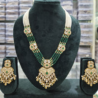 Rajwadi Collection Majestic Pota Stone Pearl And Meenakari Long Necklace Set