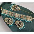 Rajwadi Collection Luxury Crystal Stone Pearl And Beads Choker Necklace Set