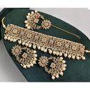 Rajwadi Collection Luxury Crystal Stone Pearl And Beads Choker Necklace Set
