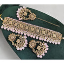 Rajwadi Collection Luxury Crystal Stone Pearl And Beads Choker Necklace Set