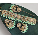 Rajwadi Collection Luxury Crystal Stone Pearl And Beads Choker Necklace Set