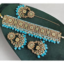 Rajwadi Collection Luxury Crystal Stone Pearl And Beads Choker Necklace Set