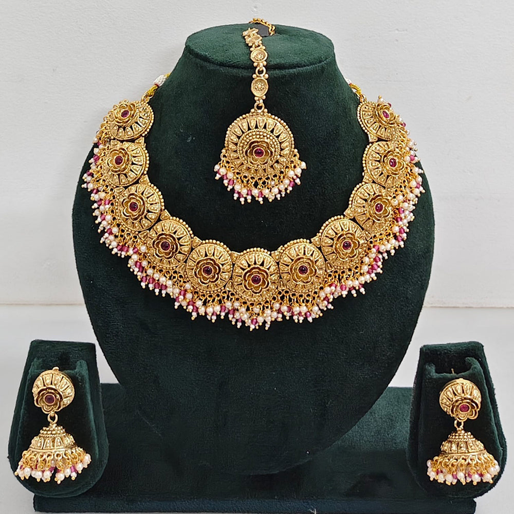 Rajwadi Collection Exclusive Pota Stone And Pearl Necklace Set