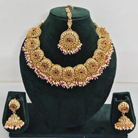 Rajwadi Collection Exclusive Pota Stone And Pearl Necklace Set