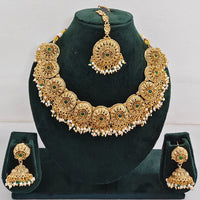 Rajwadi Collection Exclusive Pota Stone And Pearl Necklace Set