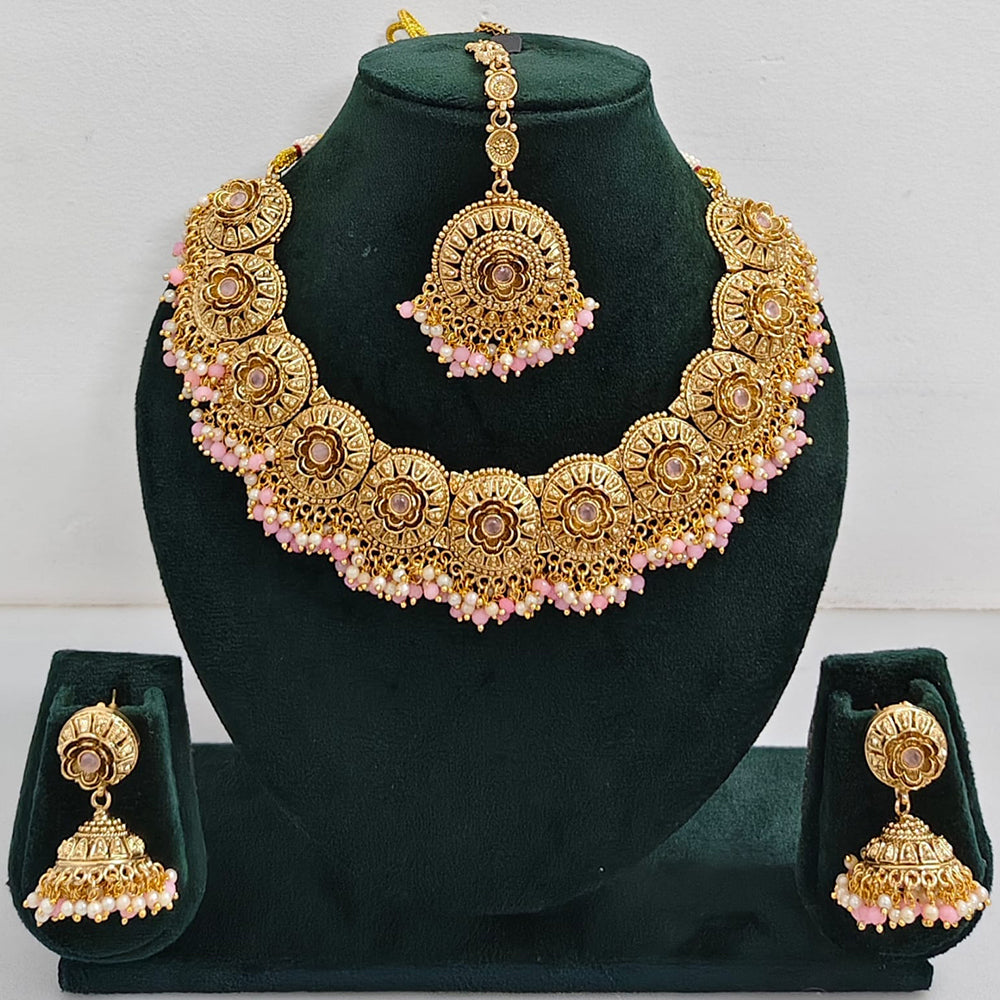 Rajwadi Collection Exclusive Pota Stone And Pearl Necklace Set