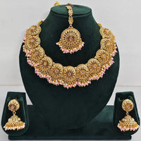 Rajwadi Collection Exclusive Pota Stone And Pearl Necklace Set