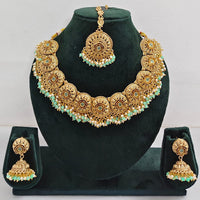 Rajwadi Collection Exclusive Pota Stone And Pearl Necklace Set
