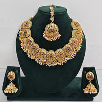 Rajwadi Collection Exclusive Pota Stone And Pearl Necklace Set