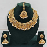 Rajwadi Collection Exclusive Pota Stone And Pearl Necklace Set
