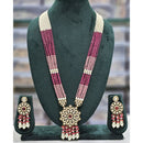 Rajwadi Collection Exclusive Pota Stone Beads And Pearl Long Necklace Set