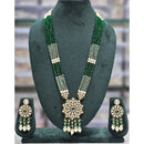 Rajwadi Collection Exclusive Pota Stone Beads And Pearl Long Necklace Set