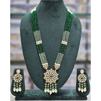 Rajwadi Collection Exclusive Pota Stone Beads And Pearl Long Necklace Set