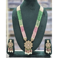 Rajwadi Collection Exclusive Pota Stone Beads And Pearl Long Necklace Set