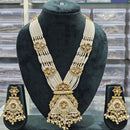 Rajwadi Collection Exclusive Pota Stone And Pearl Meenakari Long Necklace Set