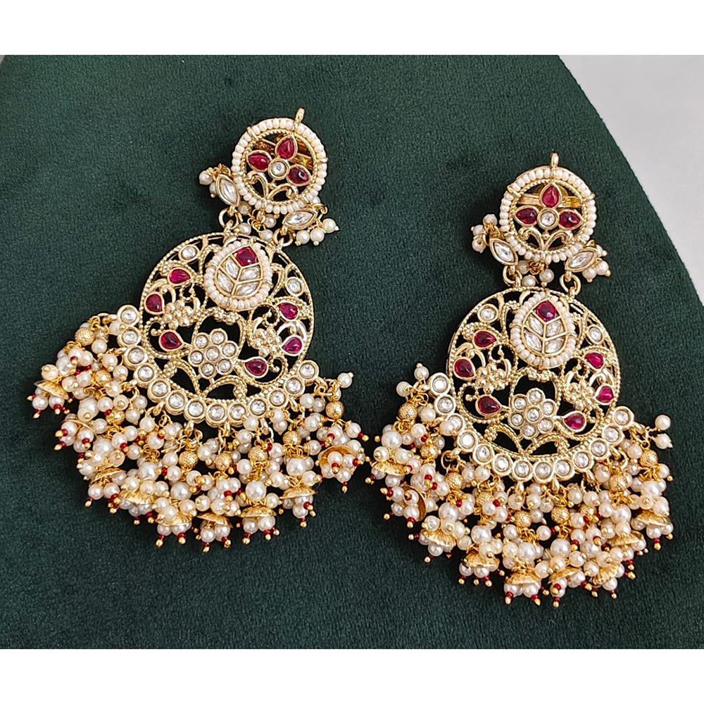 Rajwadi Collection Elegant Pota And Pearl Designer Dangler Earrings