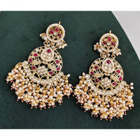 Rajwadi Collection Elegant Pota And Pearl Designer Dangler Earrings