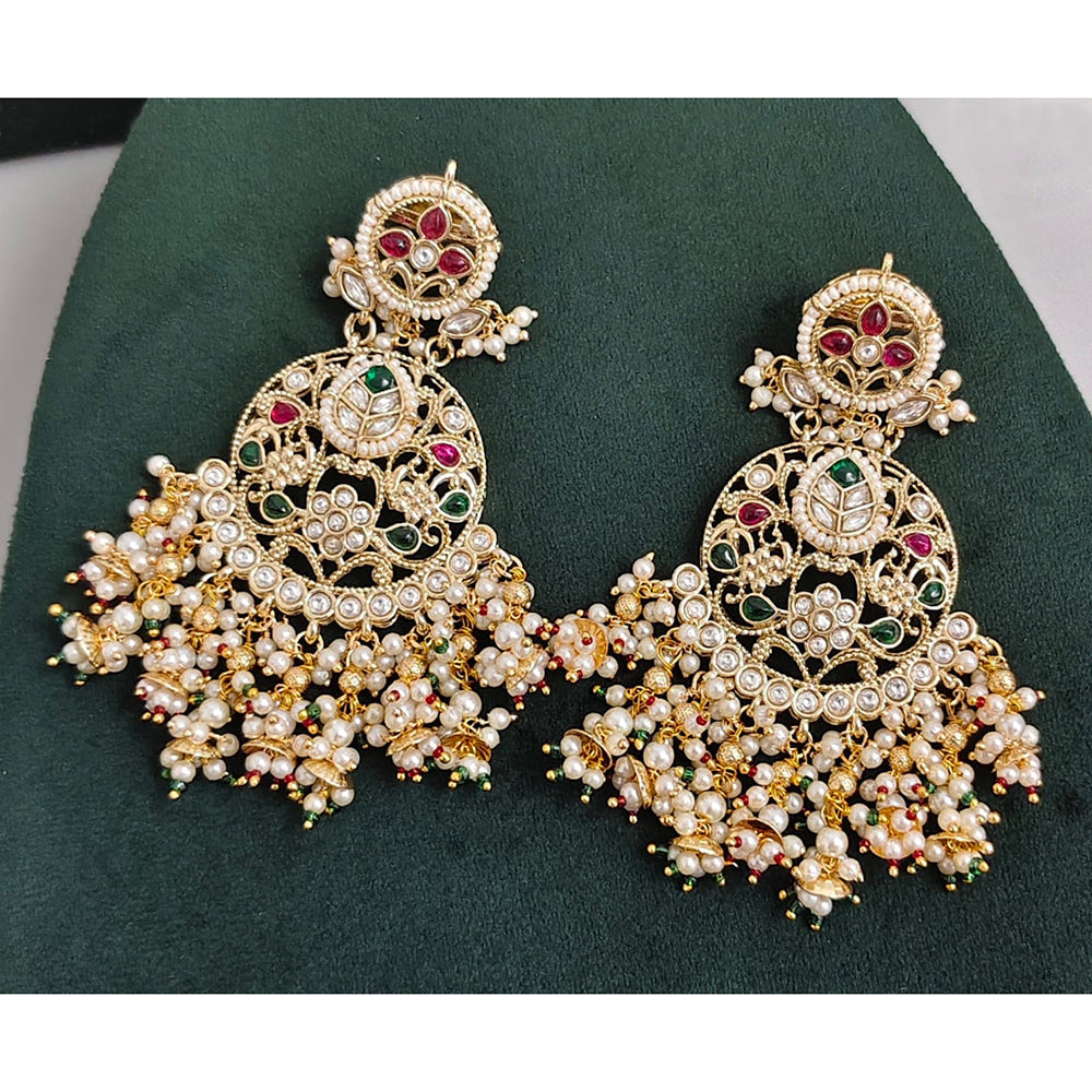 Rajwadi Collection Elegant Pota And Pearl Designer Dangler Earrings