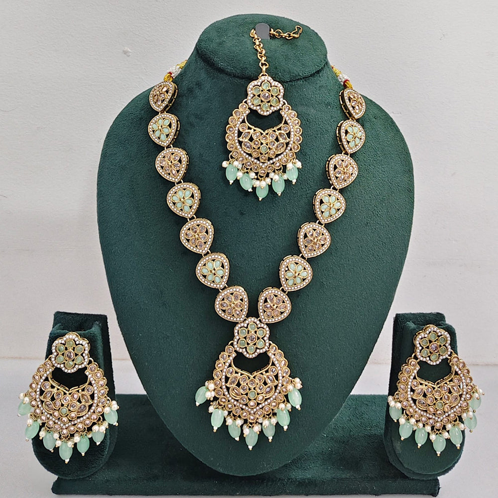 Rajwadi Collection Sparkling Crystal Pearl And Beads Necklace Set