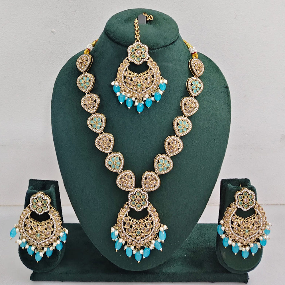Rajwadi Collection Sparkling Crystal Pearl And Beads Necklace Set