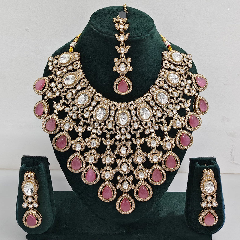 Rajwadi Collection Designer Kundan And Austrian Stone Necklace Set