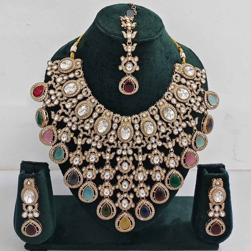 Rajwadi Collection Designer Kundan And Austrian Stone Necklace Set