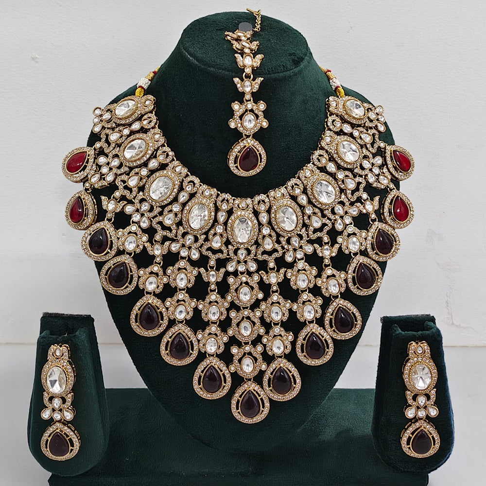 Rajwadi Collection Designer Kundan And Austrian Stone Necklace Set