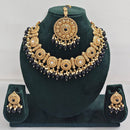 Rajwadi Collection Sparkling Pota Stone Pearl And Beads Necklace Set
