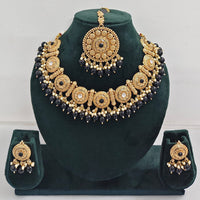 Rajwadi Collection Sparkling Pota Stone Pearl And Beads Necklace Set