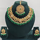Rajwadi Collection Sparkling Pota Stone Pearl And Beads Necklace Set