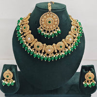 Rajwadi Collection Sparkling Pota Stone Pearl And Beads Necklace Set
