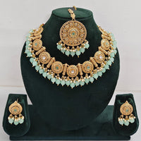 Rajwadi Collection Sparkling Pota Stone Pearl And Beads Necklace Set