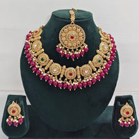 Rajwadi Collection Sparkling Pota Stone Pearl And Beads Necklace Set