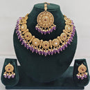 Rajwadi Collection Sparkling Pota Stone Pearl And Beads Necklace Set